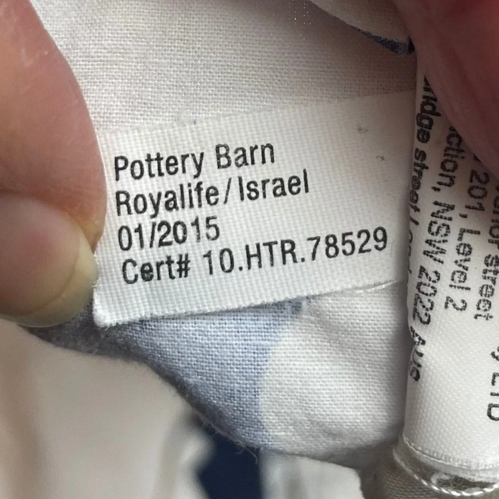 Pottery Barn Kids Shark Bite Flat Sheet Size Twin White Nautical Ocean Bedding